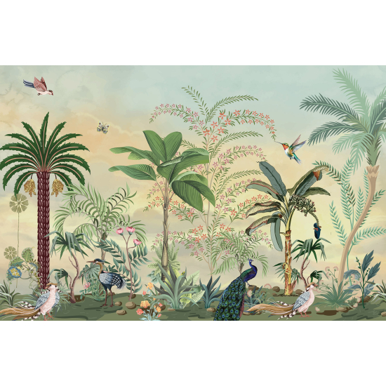 Panoramatapete - Garten Vögel