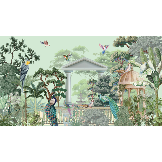 Panoramatapete - Garten Vögel