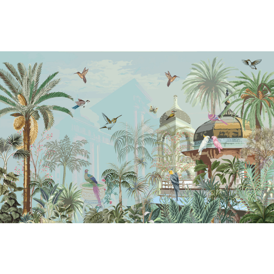 Panoramatapete - Garten Vögel
