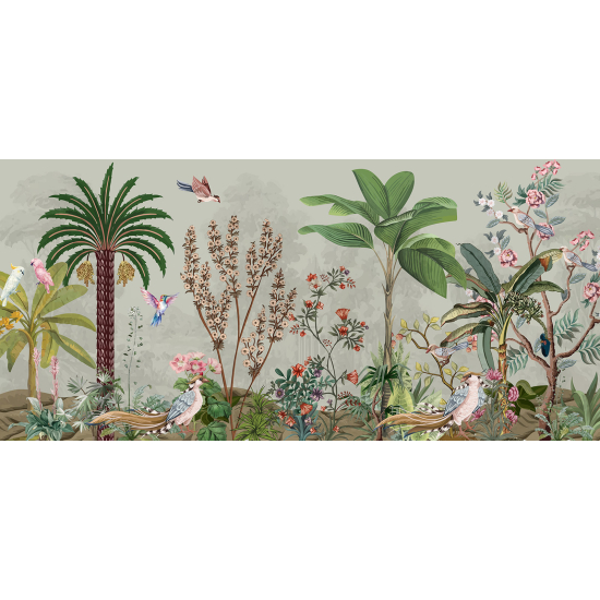 Panoramatapete - Garten Vögel