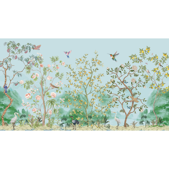 Panoramatapete - Garten Vögel