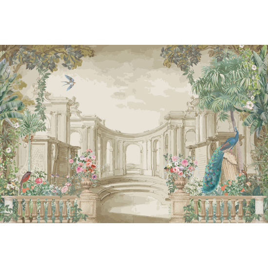 Panoramatapete - Garten Vögel