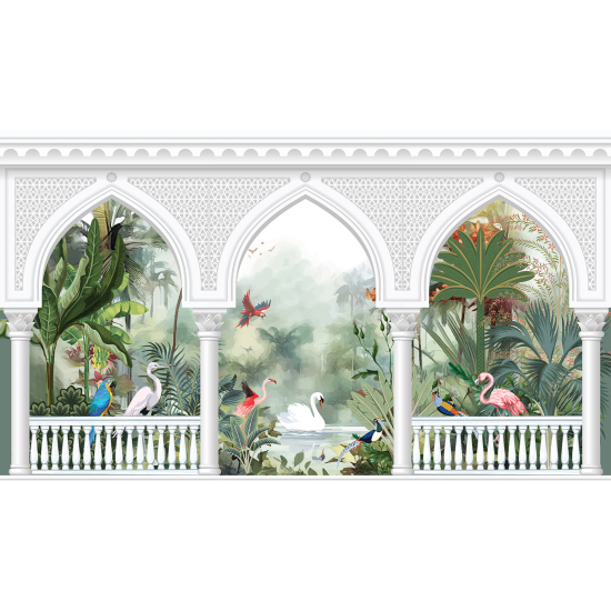 Panoramatapete - Garten Vögel