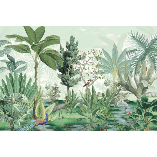 Panoramatapete - Garten Vögel
