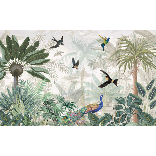 Panoramatapete - Garten Vögel