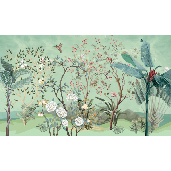 Panoramatapete - Garten Vögel