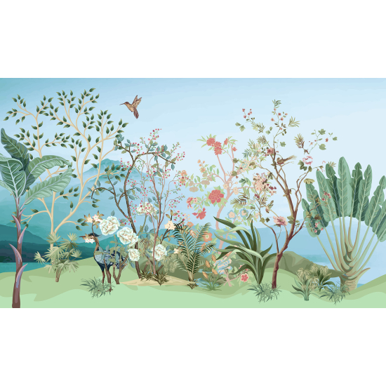 Panoramatapete - Garten Vögel