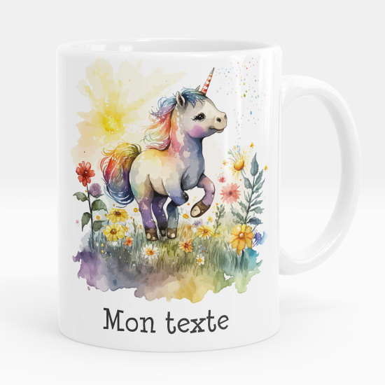 Personalisierte Tasse - Einhorn Blumen