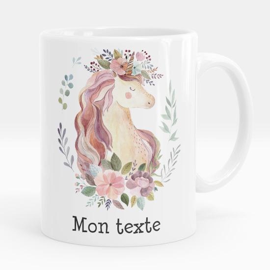 Personalisierte Tasse - Einhorn Blumen