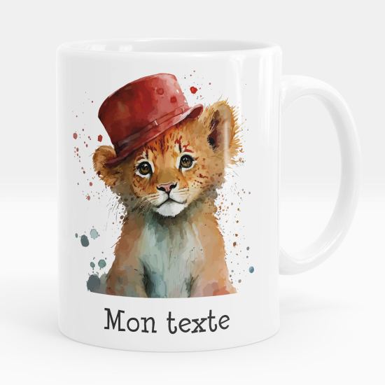 Personalisierte Tasse - Löwenjunges mit Hut