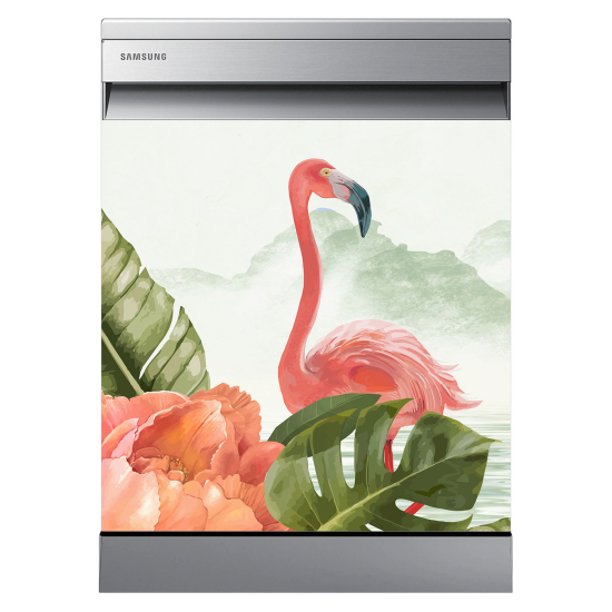Spülmaschinenaufkleber - Rosa Flamingo