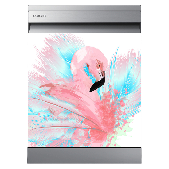 Spülmaschinenaufkleber - Rosa Flamingo