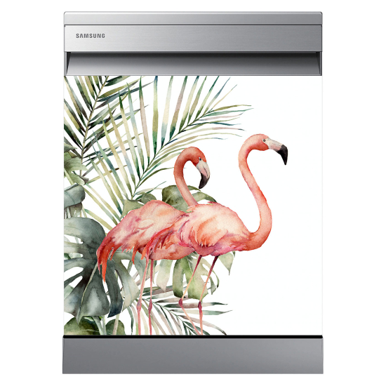 Spülmaschinenaufkleber - Rosa Flamingos