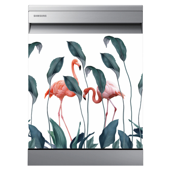 Spülmaschinenaufkleber - Rosa Flamingos