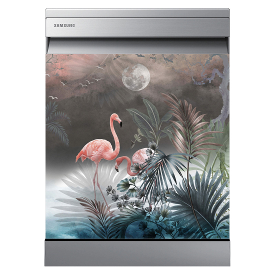 Spülmaschinenaufkleber - Rosa Flamingos