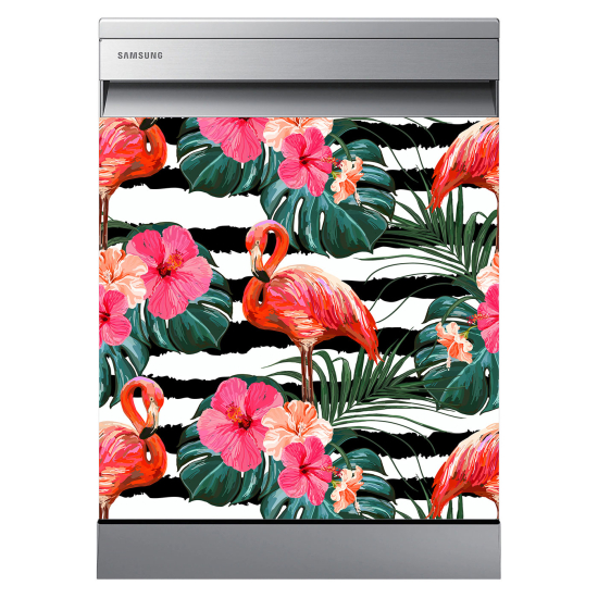 Spülmaschinenaufkleber - Rosa Flamingos