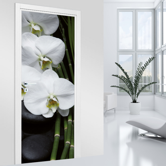 Türaufkleber - Weiße Orchidee