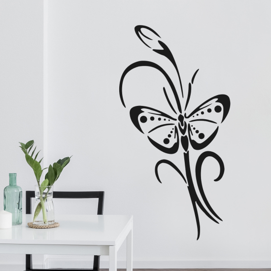 Wandtattoo - Blume Schmetterling