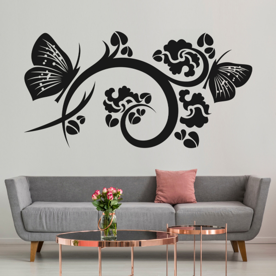 Wandtattoo - Blumen Schmetterlinge