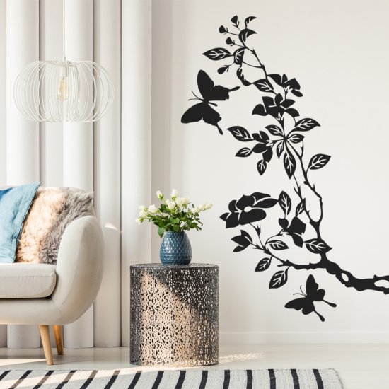 Wandtattoo - Blumen Schmetterlinge