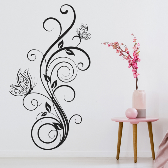 Wandtattoo - Blumen Schmetterlinge
