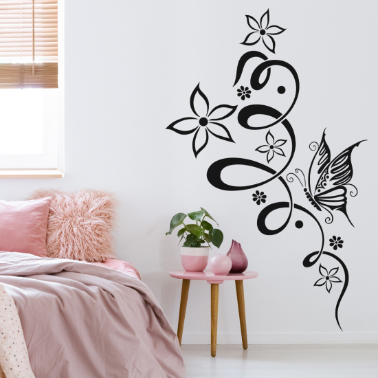 Wandtattoo - Blumen Schmetterlinge