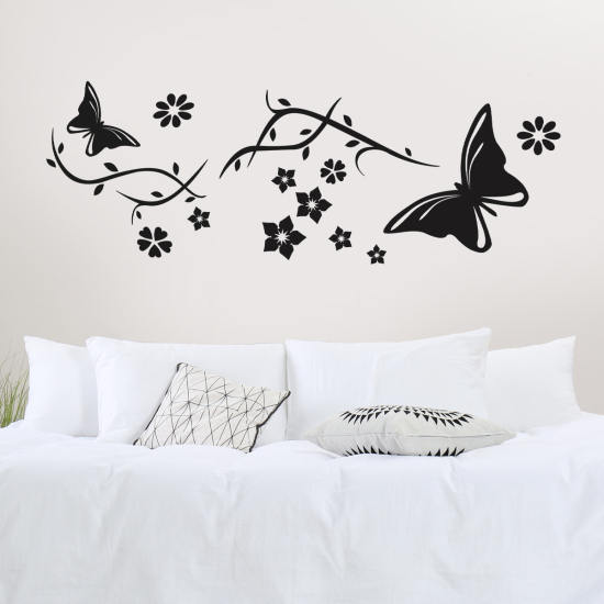Wandtattoo - Blumen Schmetterlinge