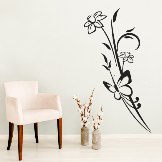 Wandtattoo - Blumen Schmetterlinge