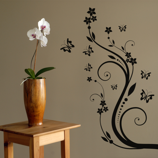 Wandtattoo - Blumen Schmetterlinge