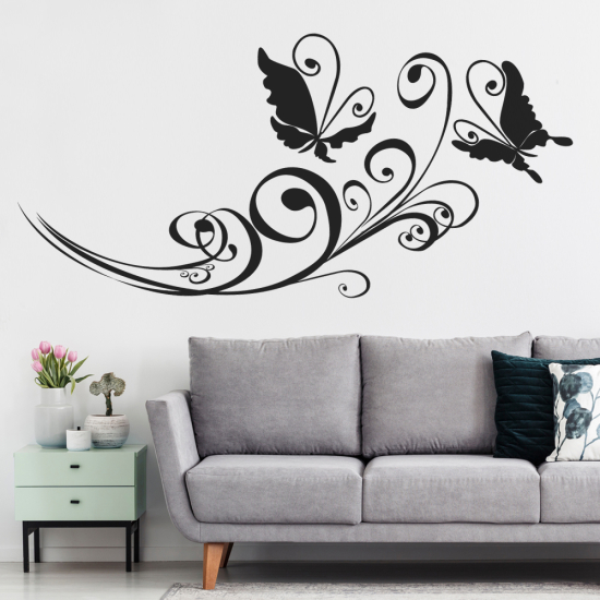 Wandtattoo - Blumen Schmetterlinge