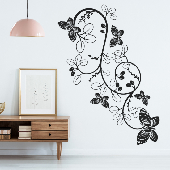 Wandtattoo - Blumen Schmetterlinge