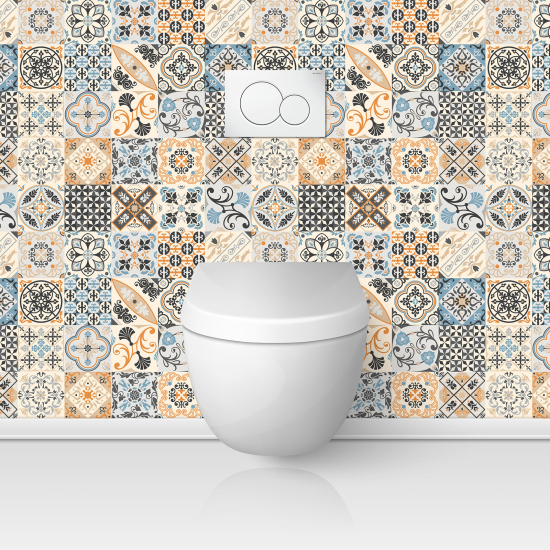 Wandtattoo für toilette - WC - Zementfliesen-Effekt
