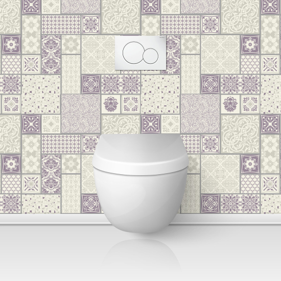 Wandtattoo für toilette - WC - Zementfliesen-Effekt