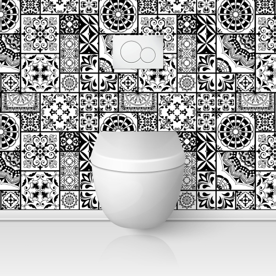 Wandtattoo für toilette - WC - Zementfliesen-Effekt