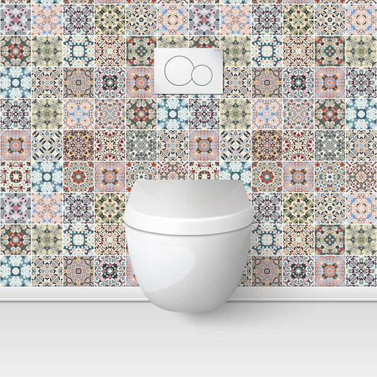 Wandtattoo für toilette - WC - Zementfliesen-Effekt