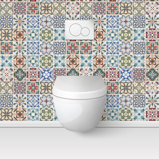 Wandtattoo für toilette - WC - Zementfliesen-Effekt