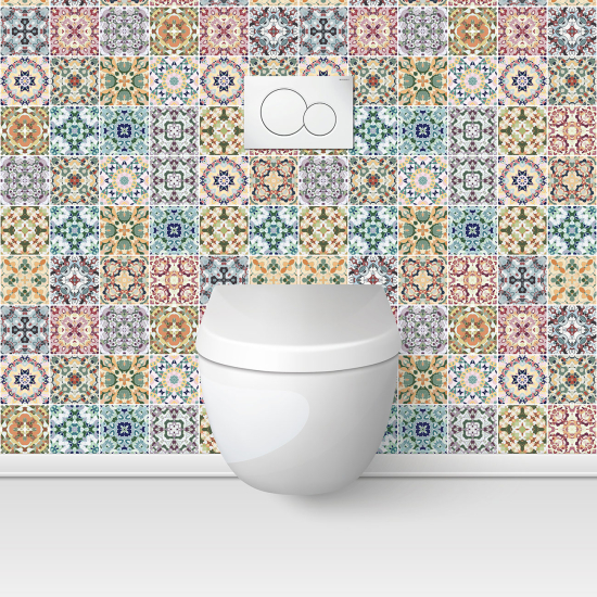 Wandtattoo für toilette - WC - Zementfliesen-Effekt