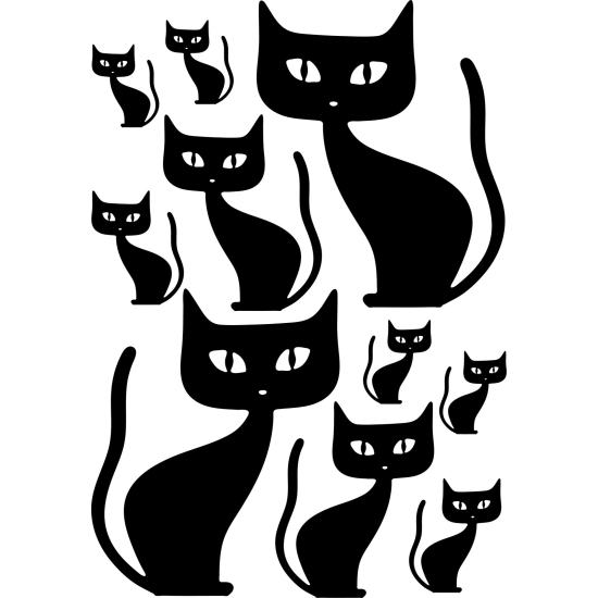 Wandtattoo - Kit 10 Katzen