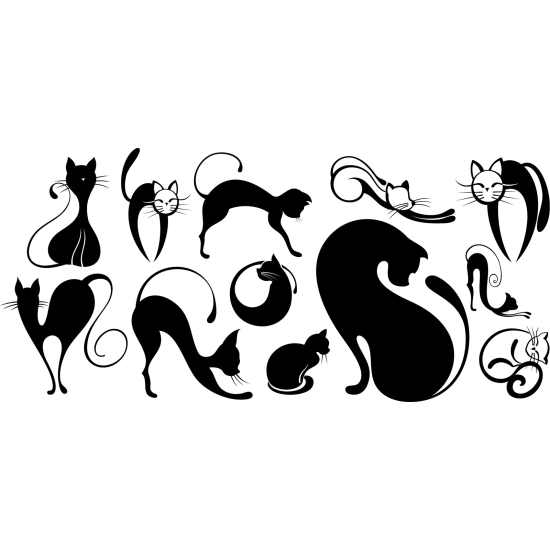 Wandtattoo - Kit 12 Katzen
