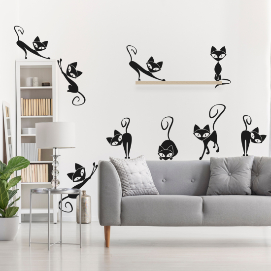 Wandtattoo - Kit 9 Katzen