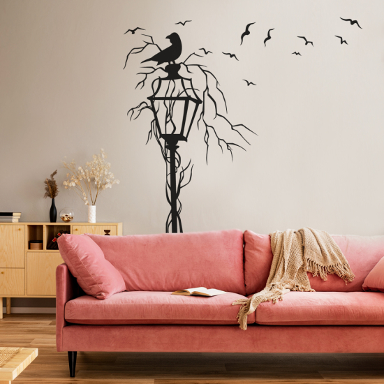 Wandtattoo - Stehlampe Vögel